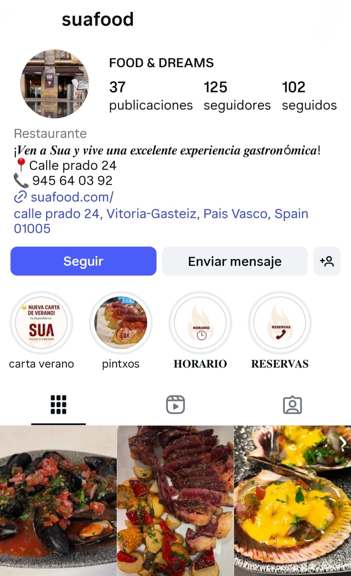 Instagram Sua Verano 2025 Tapas en Vitoria